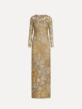 Oscar de la Renta Hibiscus Metallic Guipure Gown