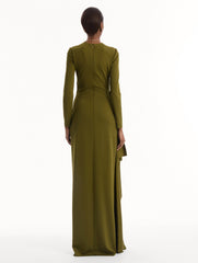 Oscar de la Renta Drape-Detail Jersey Gown