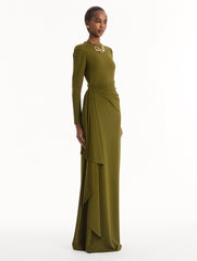 Oscar de la Renta Drape-Detail Jersey Gown