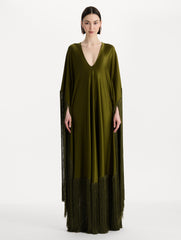Oscar de la Renta Fringe Jersey Caftan
