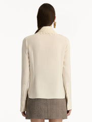 Oscar de la Renta Foxglove Tie-Neck Georgette Blouse