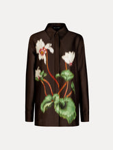 Oscar de la Renta Chiné Cyclamen Silk Mikado Blouse