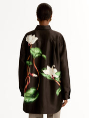 Oscar de la Renta Chiné Cyclamen Silk Mikado Blouse