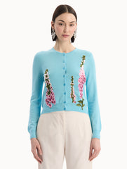 Oscar de la Renta Foxglove Threadwork Cardigan