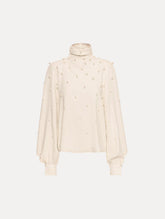Oscar de la Renta Pearl Cluster Georgette Blouse