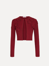 Oscar de la Renta Laser-Cut Floral Knit Cardigan