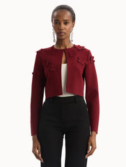 Oscar de la Renta Laser-Cut Floral Knit Cardigan