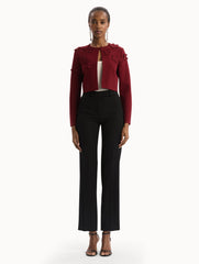 Oscar de la Renta Laser-Cut Floral Knit Cardigan