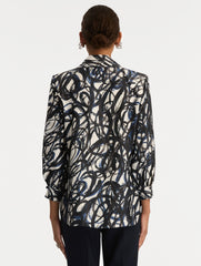 Oscar de la Renta Abstract Sketch Silk Twill Blouse