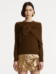 Oscar de la Renta O Flower Cashmere Pullover with Scarf