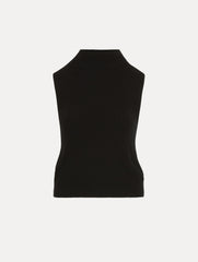 Oscar de la Renta Sleeveless Mock Neck Ribbed Pullover