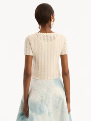 Oscar de la Renta Pointelle Weave Cardigan
