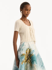 Oscar de la Renta Pointelle Weave Cardigan