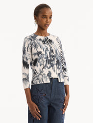 Oscar de la Renta Chiné Palm Leaves Cardigan