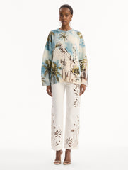 Oscar de la Renta Dominican Landscape Oversized Pullover