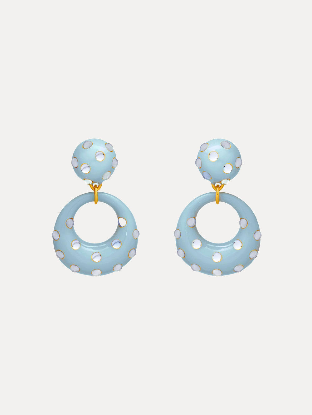 Oscar de la Renta Enamel Cabochon Hoop Clip-On Earrings
