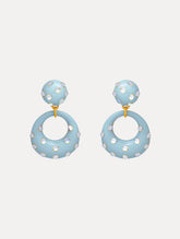 Oscar de la Renta Enamel Cabochon Hoop Clip-On Earrings
