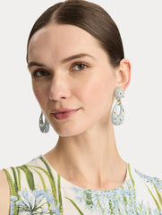 Oscar de la Renta Enamel Cabochon Hoop Clip-On Earrings