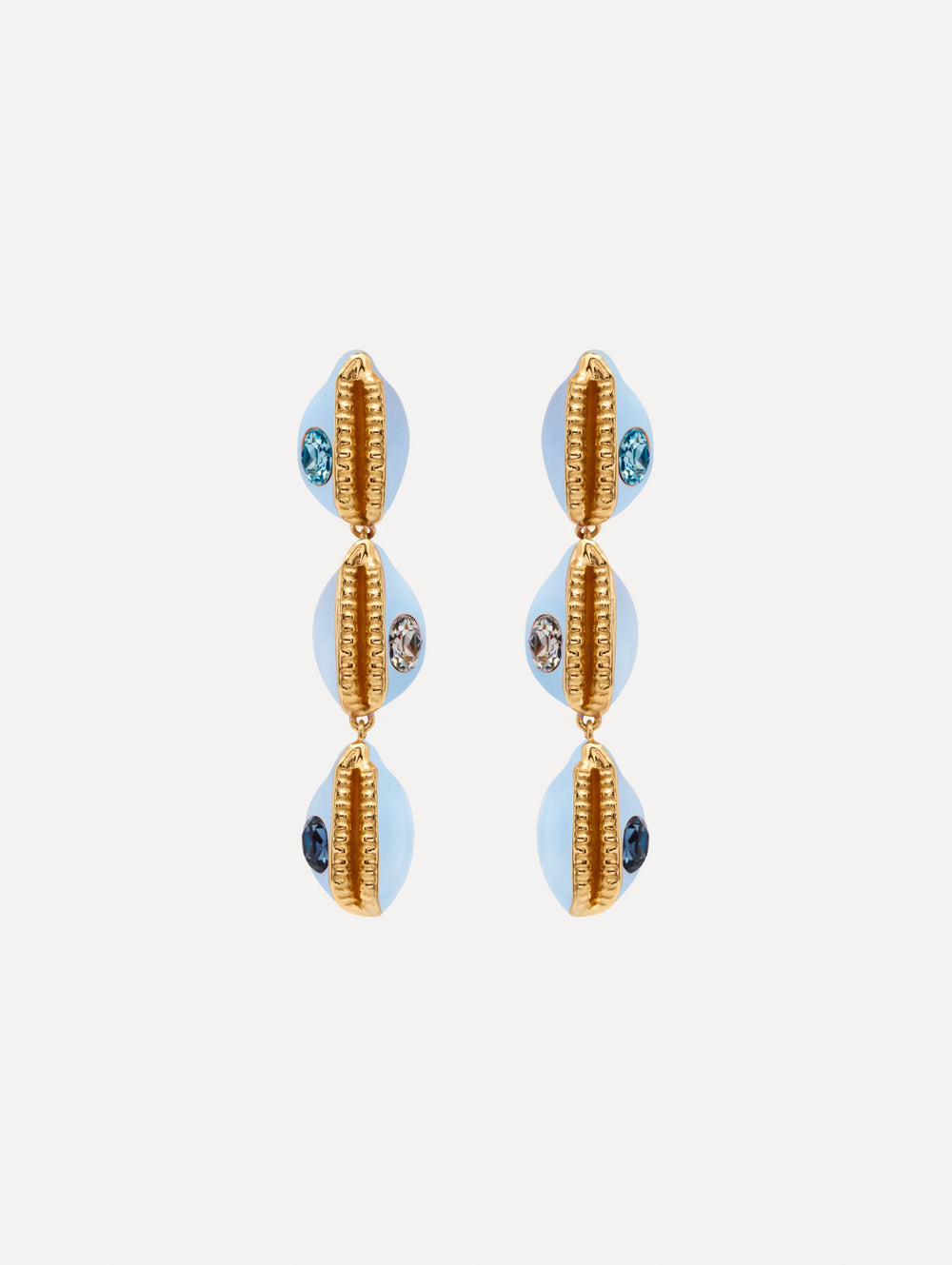 Oscar de la Renta Enamel Cowrie Shell Clip-On Earrings