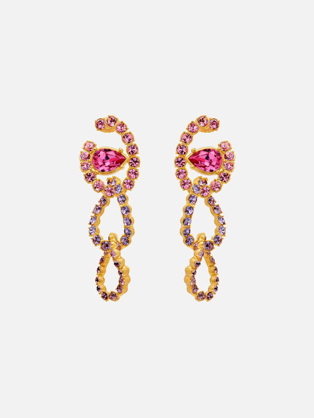 Oscar de la Renta Rhinestone Chain-Link Clip-On Earrings