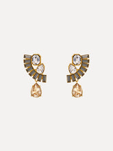 Oscar de la Renta Fan Rhinestone Clip-On Earrings