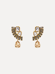 Oscar de la Renta Fan Rhinestone Clip-On Earrings