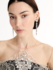 Oscar de la Renta Cascading Mixed-Stone Drop Clip-On Earrings