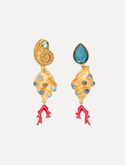 Oscar de la Renta Mixed-Seashell Drop Clip-On Earrings