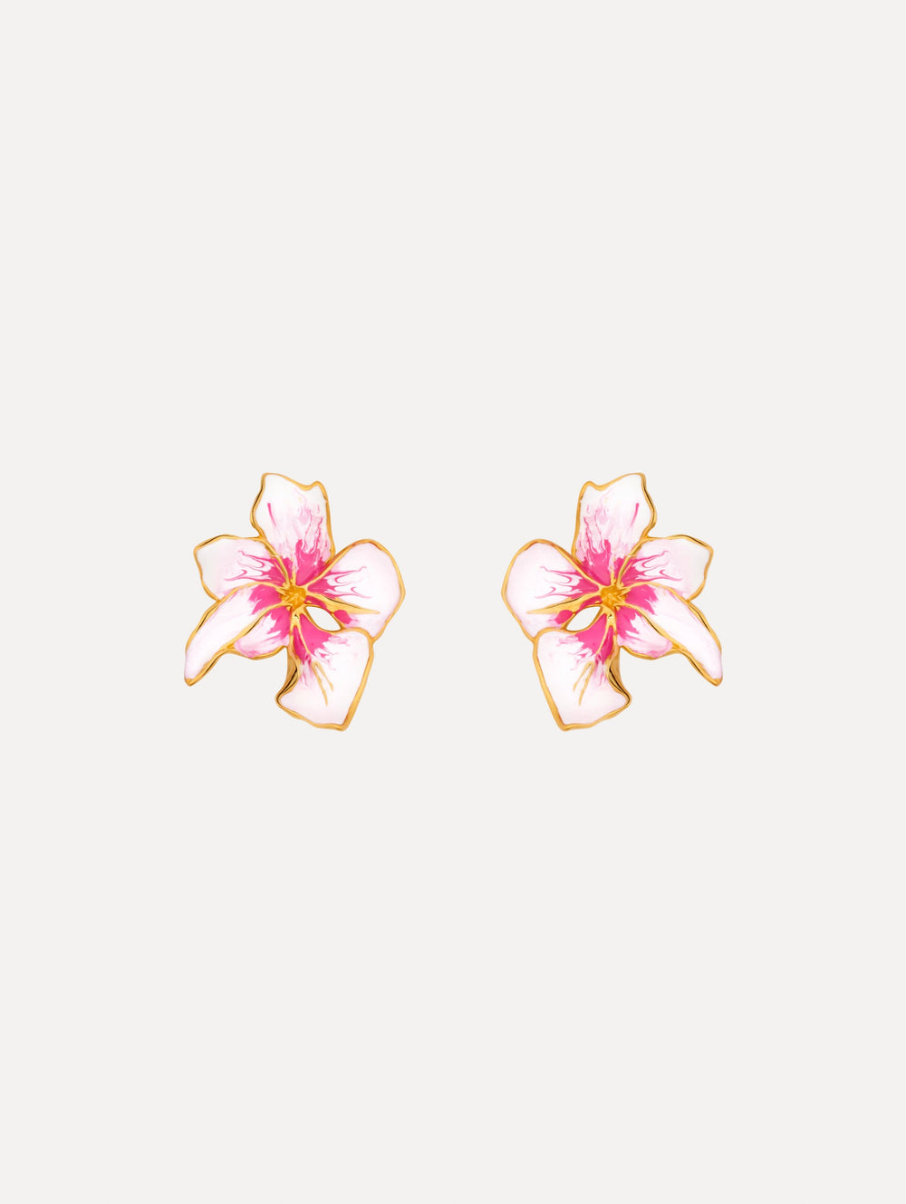 Oscar de la Renta Small Enamel Cyclamen Earrings