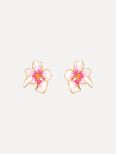 Oscar de la Renta Small Enamel Cyclamen Earrings