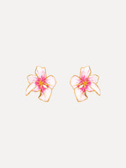 Oscar de la Renta Small Enamel Cyclamen Earrings