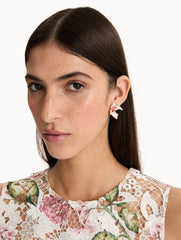 Oscar de la Renta Small Enamel Cyclamen Earrings