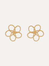 Oscar de la Renta Flower Rhinestone Chain-Link Earrings