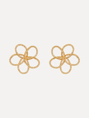 Oscar de la Renta Flower Rhinestone Chain-Link Earrings