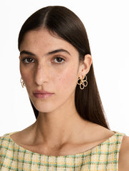 Oscar de la Renta Flower Rhinestone Chain-Link Earrings