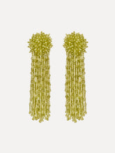 Oscar de la Renta Beaded Tassel Drop Clip-On Earrings