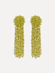 Oscar de la Renta Beaded Tassel Drop Clip-On Earrings