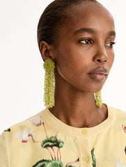 Oscar de la Renta Beaded Tassel Drop Clip-On Earrings