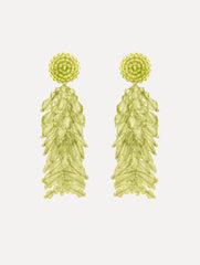 Oscar de la Renta Beaded Cascade Tassel Clip-On Earrings