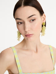 Oscar de la Renta Beaded Cascade Tassel Clip-On Earrings