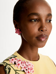Oscar de la Renta Small Woven Raffia Flower Earrings