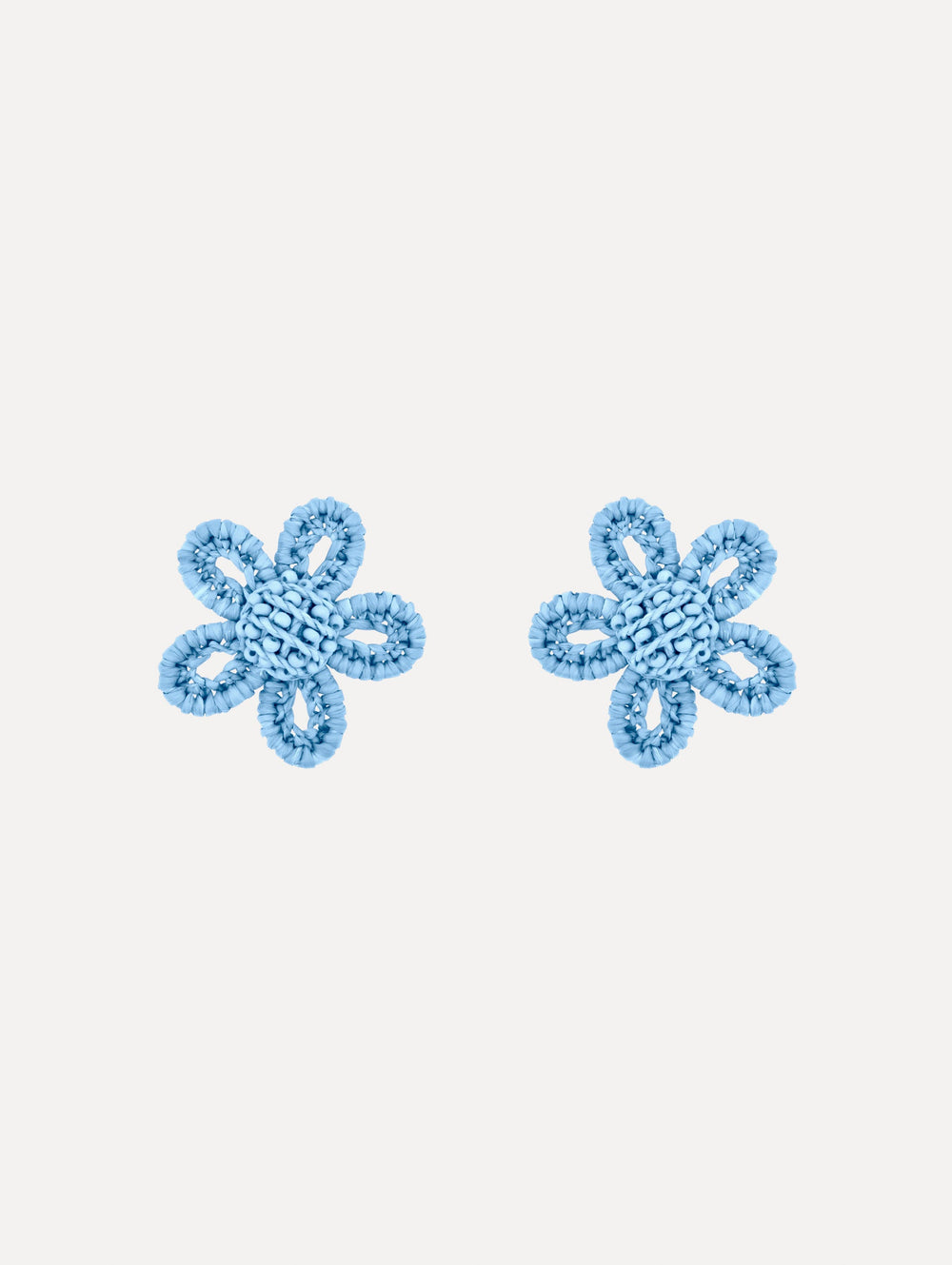 Oscar de la Renta Small Woven Raffia Flower Earrings