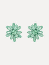 Oscar de la Renta Large Woven Raffia Flower Earrings