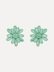 Oscar de la Renta Large Woven Raffia Flower Earrings