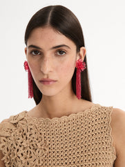 Oscar de la Renta Flower Chanelier Clip-On Earrings