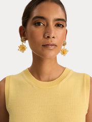 Oscar de la Renta Beaded Pompom Clip-On Earrings