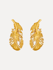 Oscar de la Renta Feather Clip-On Earrings