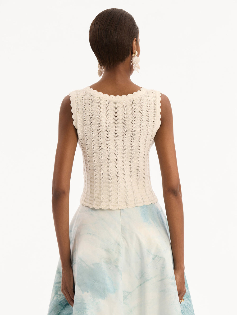 Oscar de la Renta Pointelle Weave Tank