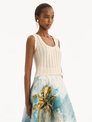 Oscar de la Renta Pointelle Weave Tank