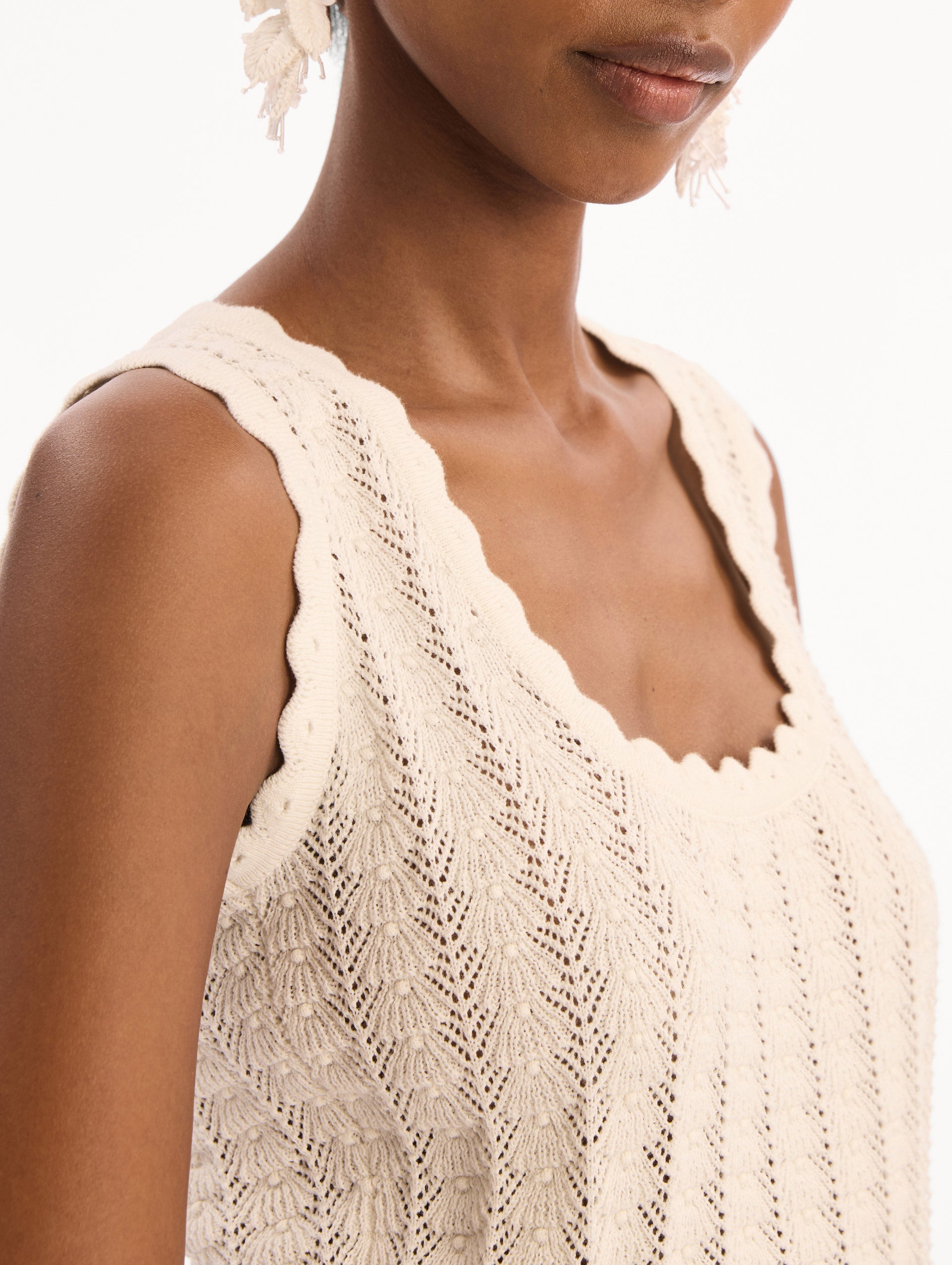 Oscar de la Renta Pointelle Weave Tank